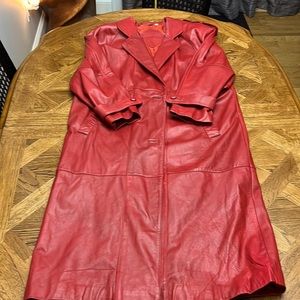 Preston and York longer red leather coat